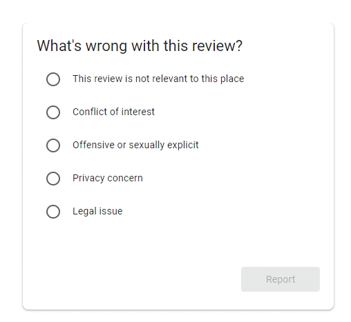 Negative Google My Business Listing Review